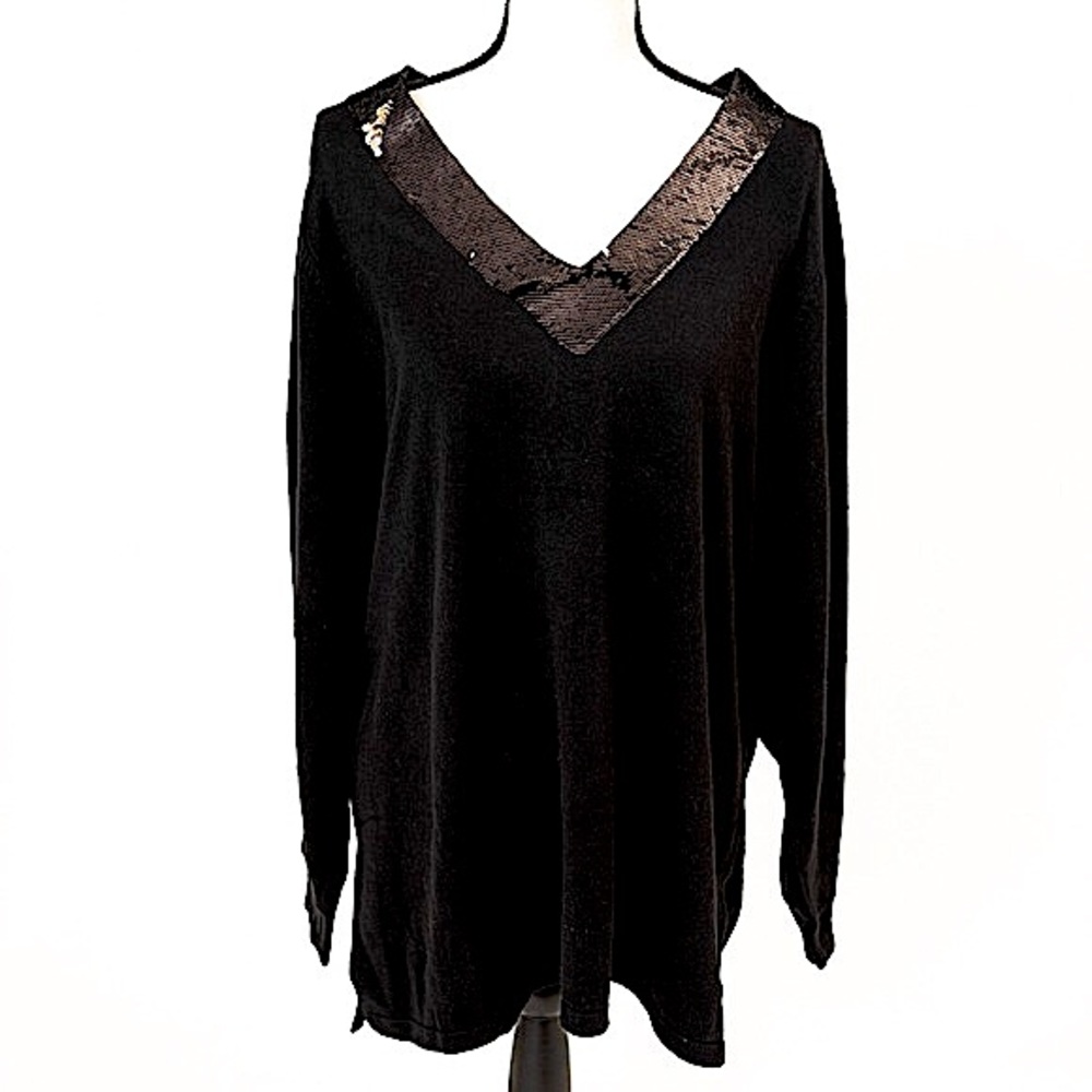 Sequin sweater v-neck sweater Quacker Factory 1X